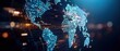 © Seksan - Digital world map with data visualization elements in a futuristic design.