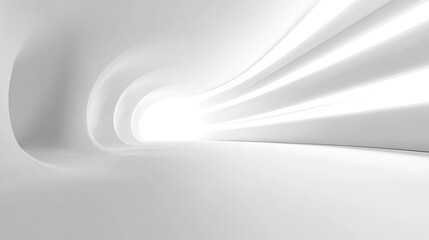 Poster - A bright and smooth futuristic tunnel with flowing light effects in a minimalist setting