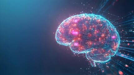 Poster - Glowing AI Infused Brain Representing the Fusion of Biological and Intelligence
