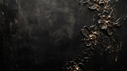 Leinwandbilder - Abstract dark background with textured floral elements. A moody and mysterious backdrop for graphic design and website design.