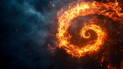 Poster - Fiery Spiral Twisting into the Stormy Dark Sky Glowing Tendrils Casting Sparks and Embers