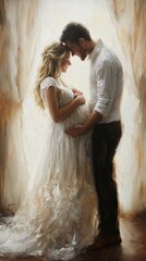 Wall Mural - Couple Celebrates Upcoming Parenthood in Beautiful Maternity Portrait