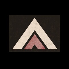 Poster - Abstract geometric design with three triangles in pink and white on a black background.