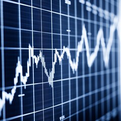 Poster - Close-up of a stock market graph with fluctuating lines.