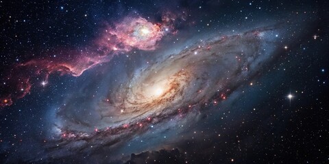 Wall Mural - swirling clouds of gas and dust in a distant galaxy under starry night sky, night sky, galaxy, dust,