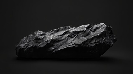 Poster - A large, dark rock sits on a black background.  The rock is illuminated by a single light source, creating a dramatic contrast.