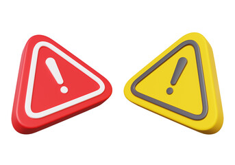 Poster - two red and yellow triangle warning icon symbol on isolated background. advice caution web error ale