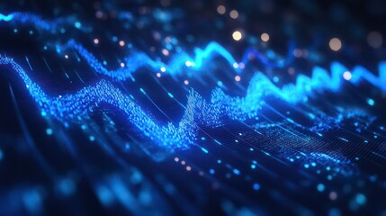 Fototapete - Abstract representation of sound waves with a purple and blue color scheme.