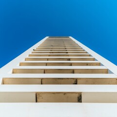 Poster - Low angle view of a white building against a clear blue sky.