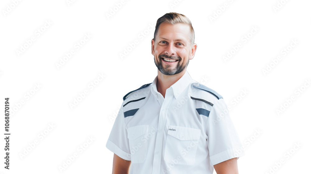 Smiling Train Driver Portrait of smiling male train driver posing on transparent background ...