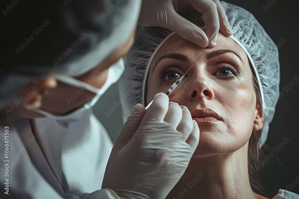 A woman undergoing a Botox injection to correct the hypertonicity of ...