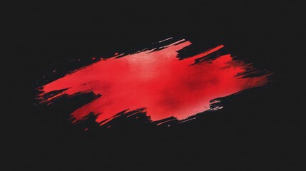 Poster - A bright red color smear or brush isolated on a black background, a watercolor stoke used for decoration or banners.