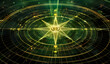 © Jason Yoder - A holographic nautical compass on top of glowing lines representing network communication with sparkles of light in yellow and green tones