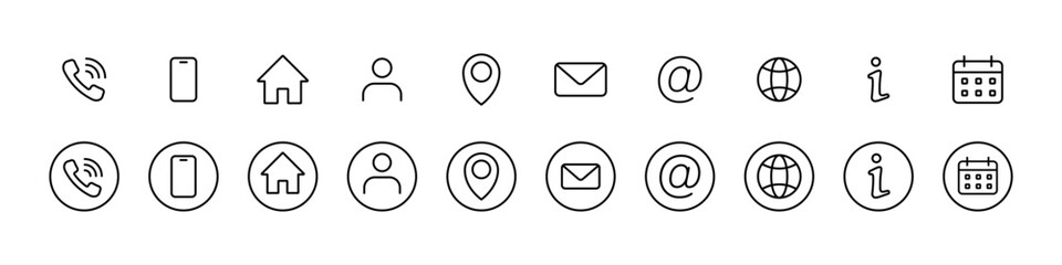 Contact icons set. Contact us icon collection. Business web icons. Vector icons