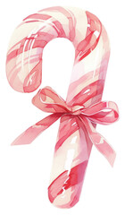 Wall Mural - PNG Pink candy cane illustration watercolor sweets.