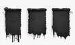 © Artlana - Black watercolor grunge stains and rectangle lines set with splashes, abstract banners