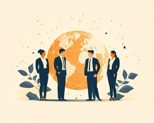 Poster - A flat design illustration of business professionals in different parts of the world