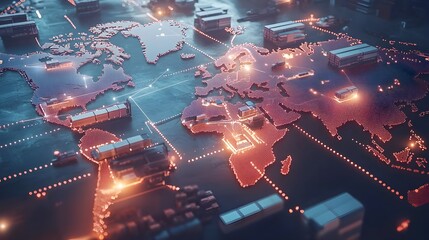 Poster - Global Logistics Network with Glowing Connectivity Showcasing Seamless Flow of Goods Across Borders