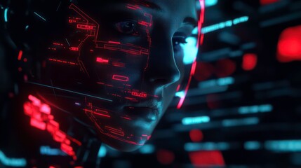 Aufkleber - A futuristic AI coding agent concept which incorporates digital code, stocks, and tech innovation.