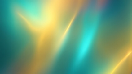 A radiant holographic background with a smooth gradient from teal to golden yellow reflecting light, AI Generated