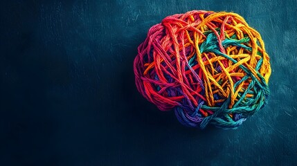 Poster - Colorful Yarn Brain Representing Creativity and Mental Complexity