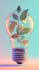 Poster - Light bulb with plant inside, creative eco concept