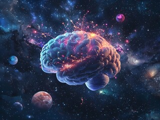 Poster - Cosmic Brain   Surreal Representation of the Cerebral Universe and the Firing Synapses of Thoughts in the Boundless Cosmos