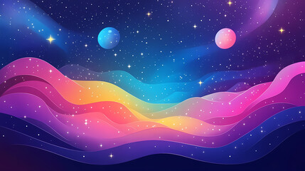 Wall Mural - a vibrant cosmic background with colorful galaxies and constellations. colorful nebula with stars an