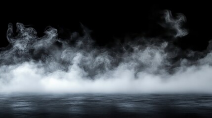 Poster - A misty fog on an isolated black background. Smoke and texture overlays. Aromatherapy concept.