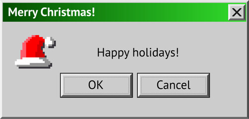 Poster - merry christmas themed dialogue box with santa red hat. abstract vaporwave, y2k aesthetics window wi