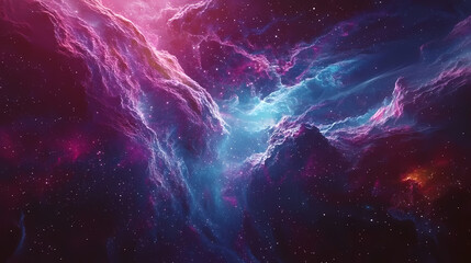 Wall Mural - abstract cosmic background with colorful nebulae, stars, and galaxies in a vast universe, perfect fo