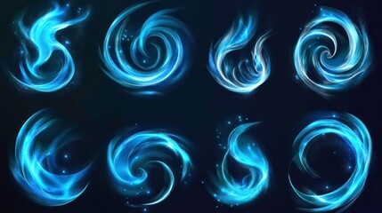 Aufkleber - Abstract swirling effects in blue and white, ideal for graphic design and digital art.