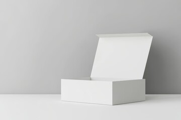 Poster - White open box on white background. Concept for product mockups or presentations.