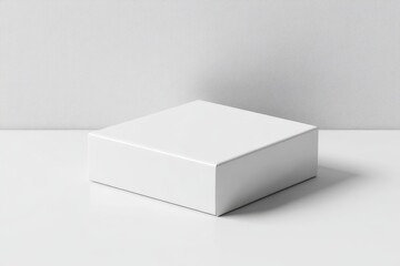 Poster - Minimalist product mockup of a white box on a white background. Ideal for showcasing branding, packaging design, and product photography.