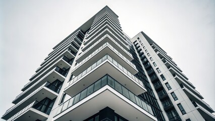 Wall Mural - modern apartment building reaching for the sky with geometric balconies