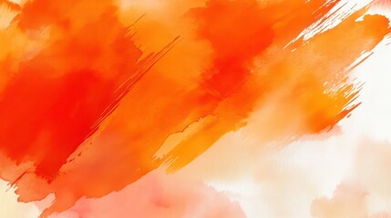 Poster - Abstract watercolor paint stroke for banner or element decoration, orange color of bright brush stroke isolated on background