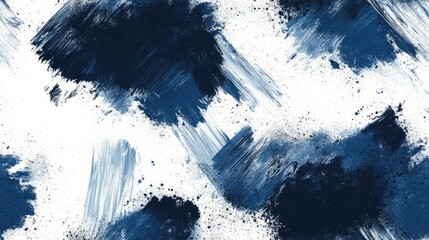 Seamless pattern featuring indigo dirty art paint and winter brush graffiti ideal for modern textile design