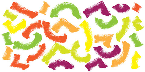 Wall Mural - multi colored squiggles with circles seamless pattern. brush drawn bold curved lines, waves and swir