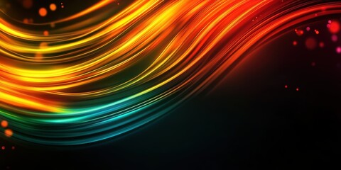 Poster - A dynamic blend of colorful waves flowing gracefully against a dark backdrop, embodying energy and motion, perfect for creative projects, wallpapers, or digital art inspirations.