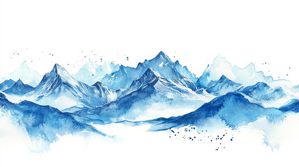 Naklejka na meble Winter Mountain Landscape in Watercolor