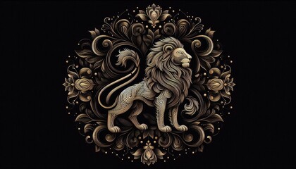  AI design of a lion with a black background