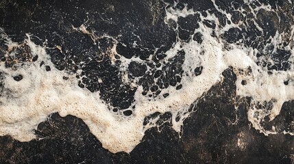 Leinwandbilder - Black cream background texture highlights both rough and smooth elements, creating a visually striking composition. This black cream background texture offers versatile photo style space.