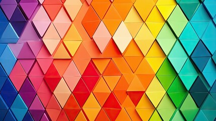 Leinwandbilder - Vibrant color palette with triangular shapes creates an eye-catching visual. This vibrant color palette accentuated by dynamic triangular shapes offers ample copy space for design projects.