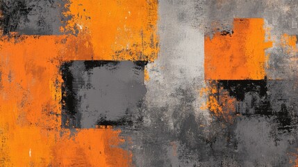 Poster - Vibrant oranges and grays create a textured abstract background, perfect for adding depth and interest. This abstract background combines vibrant oranges and grays in a unique visual style.