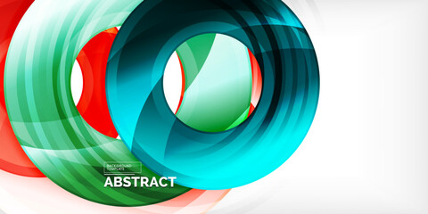 Aufkleber - Bright colorful circles with light effects. Abstract background