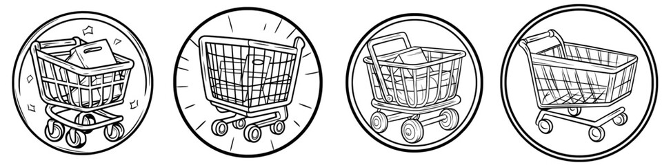 Aufkleber - a modern editable shopping cart icon that can be used for web and app interfaces, presentations, inf