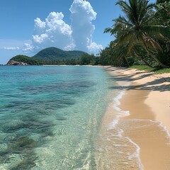 Wall Mural - Tropical Paradise with Clear Waters and White Sand Beach