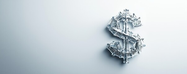 The intricate design of a crystalline dollar sign symbolizing wealth in 3d format