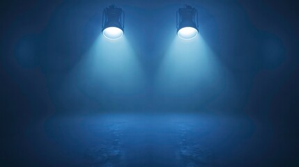 Poster - Two spotlights illuminate a dark, foggy space, creating a dramatic atmosphere.