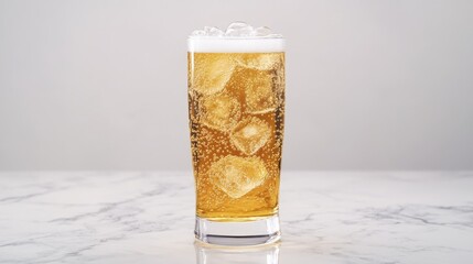 Poster - Refreshing Glass of Beer with Ice Cubes